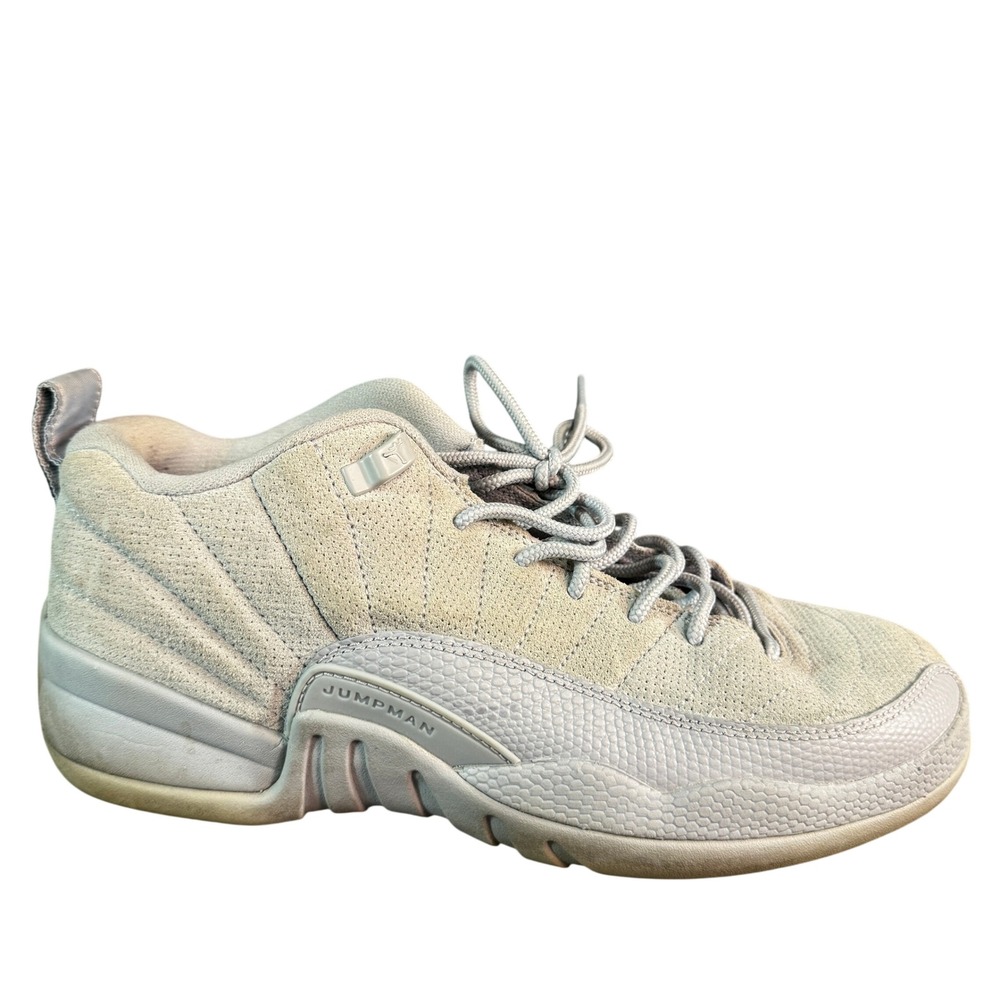 Jordan 12 Retro Low Wolf Grey Suede Sneakers 308305-002 Mens 6Y Womens 7.5
